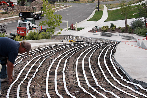 ClearZone heat cable being installed for heated driveway.