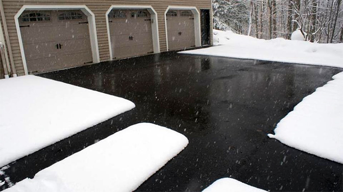 Snow melting system in driveway and walkways.